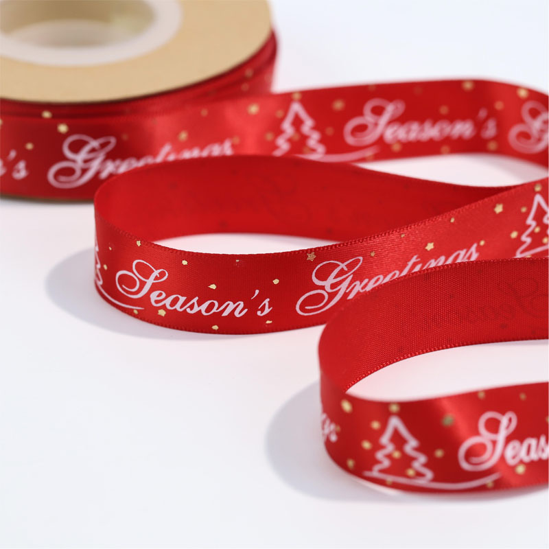 Festival Ribbons 6 Custom ink printed single face satin christmas ribbon