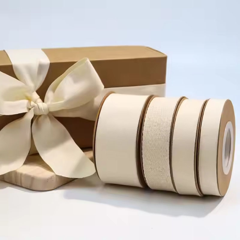 Eco-friendly cotton ribbon in natural tones
