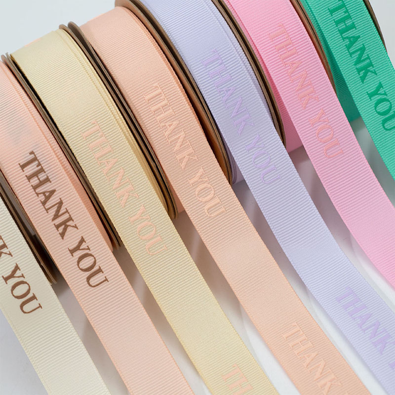 Grosgrain Ribbons 6 Gold stamping printed grosgrain ribbon roll with logo