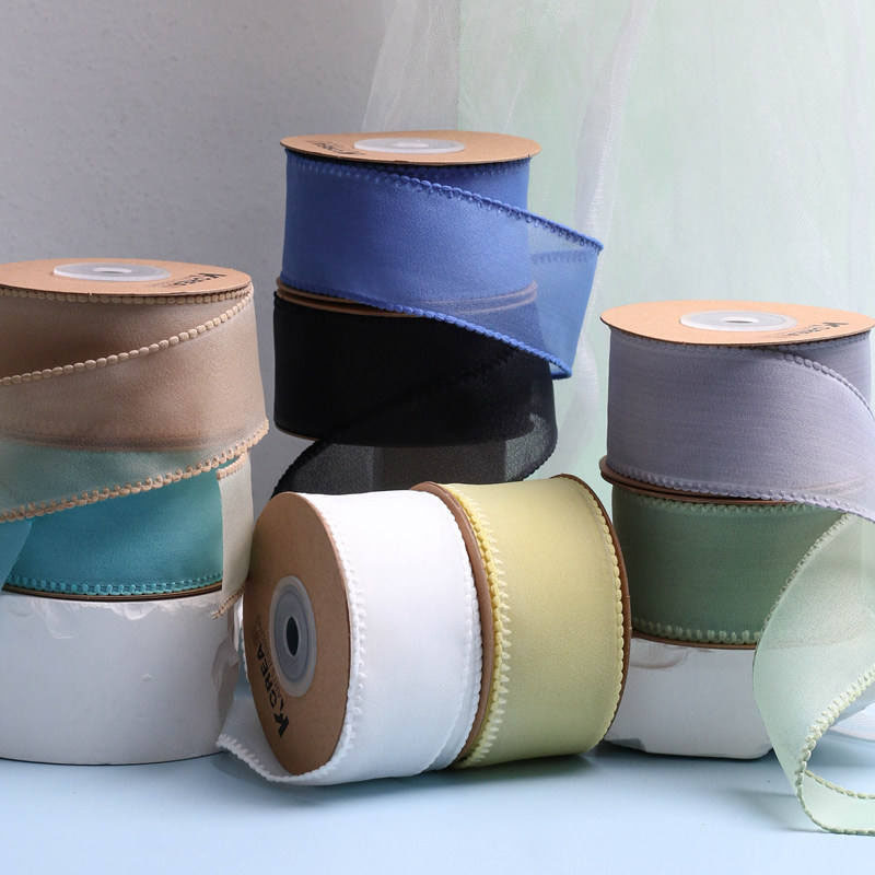 Wired edge organza ribbon for holiday decor DIY bows