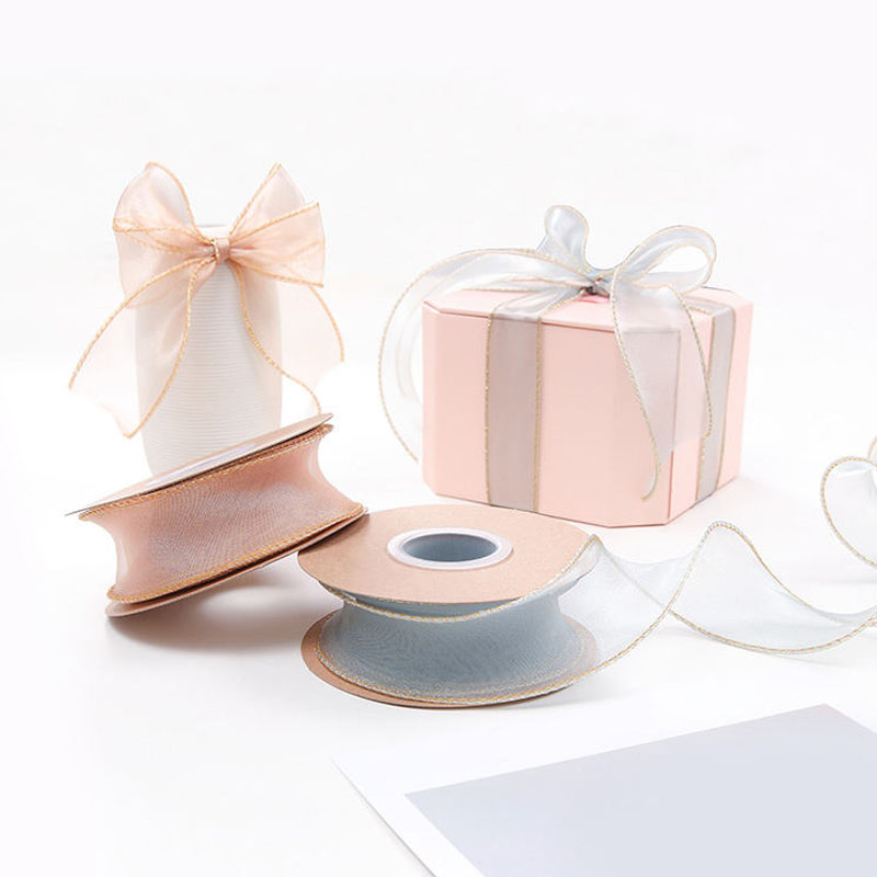 Sheer polyester wired edge organza ribbon wholesale