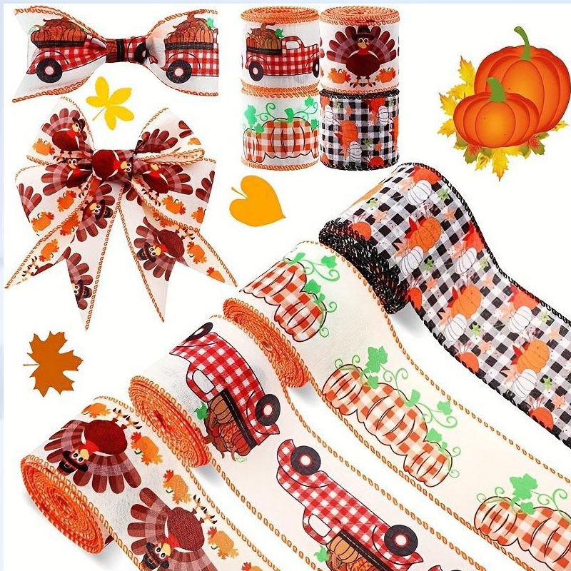 Festival Ribbons 5 63mm burlap wired edge thanksgiving wrapping ribbon