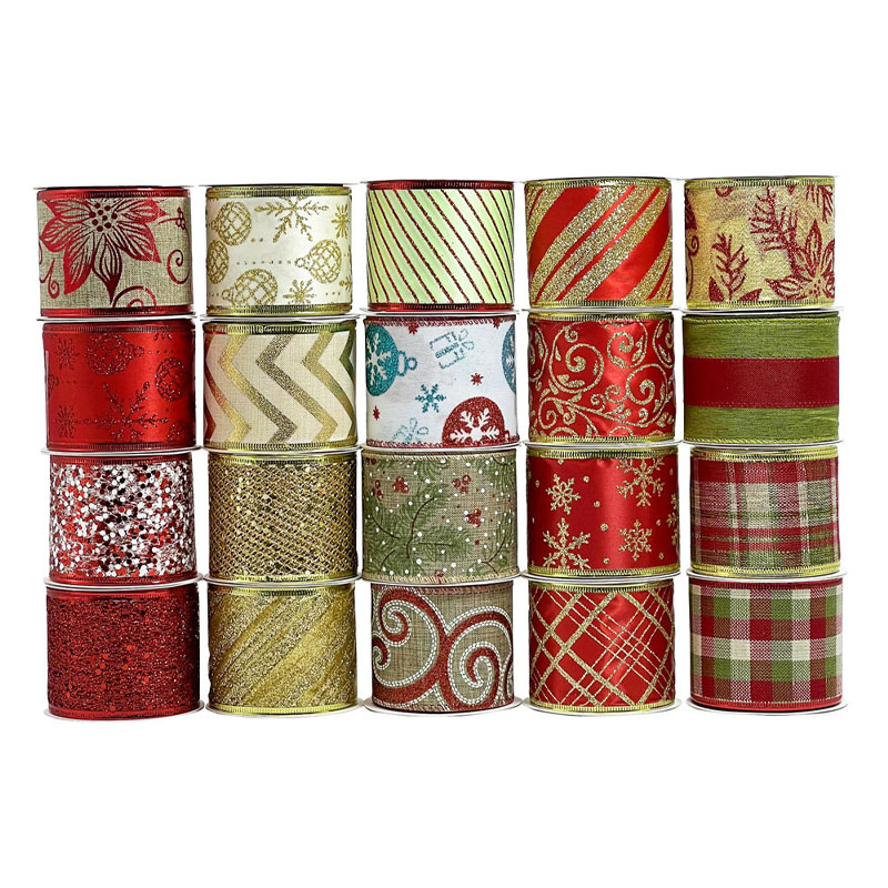 Wired Ribbons 2 Glitter mesh wired ribbon 2.5 inch