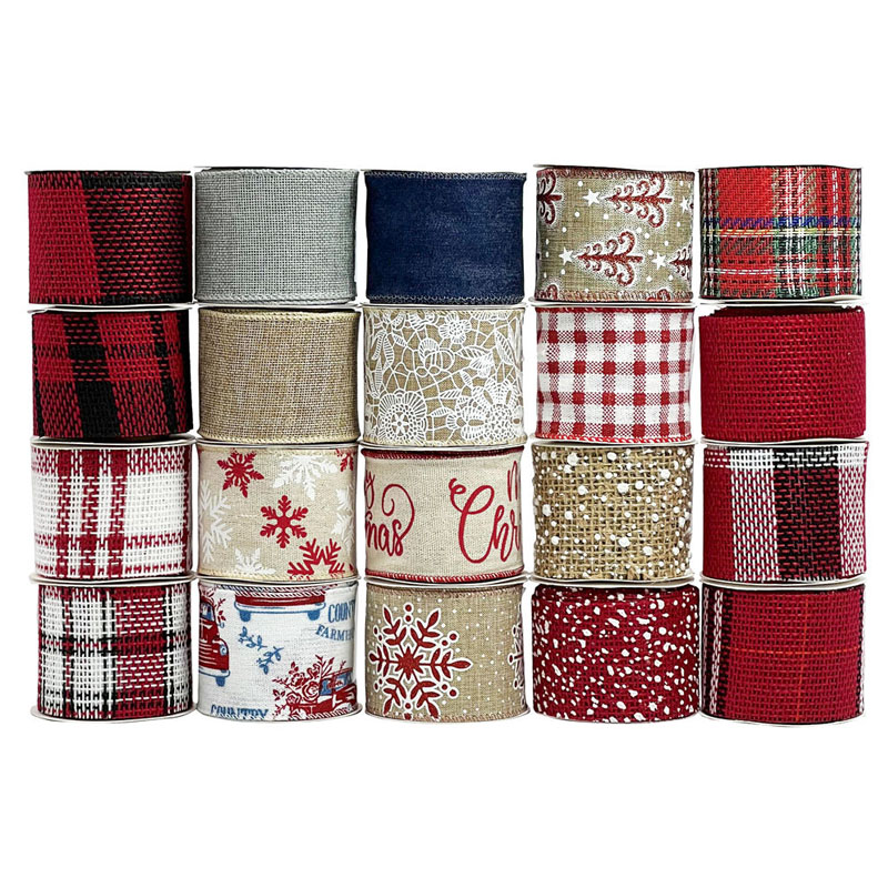 Wired Ribbons 4 Linen floral bulk wired edge burlap ribbon 63mm