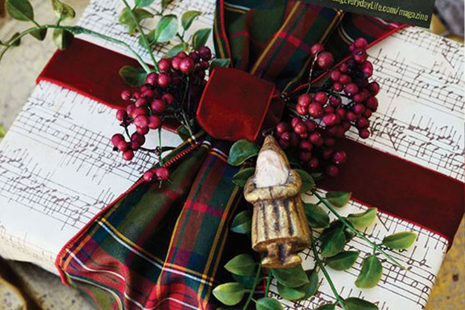 Velvet ribbon and bells styling Christmas holiday decor