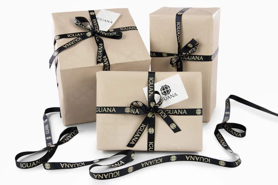 Velvet ribbon wrapping a gift box